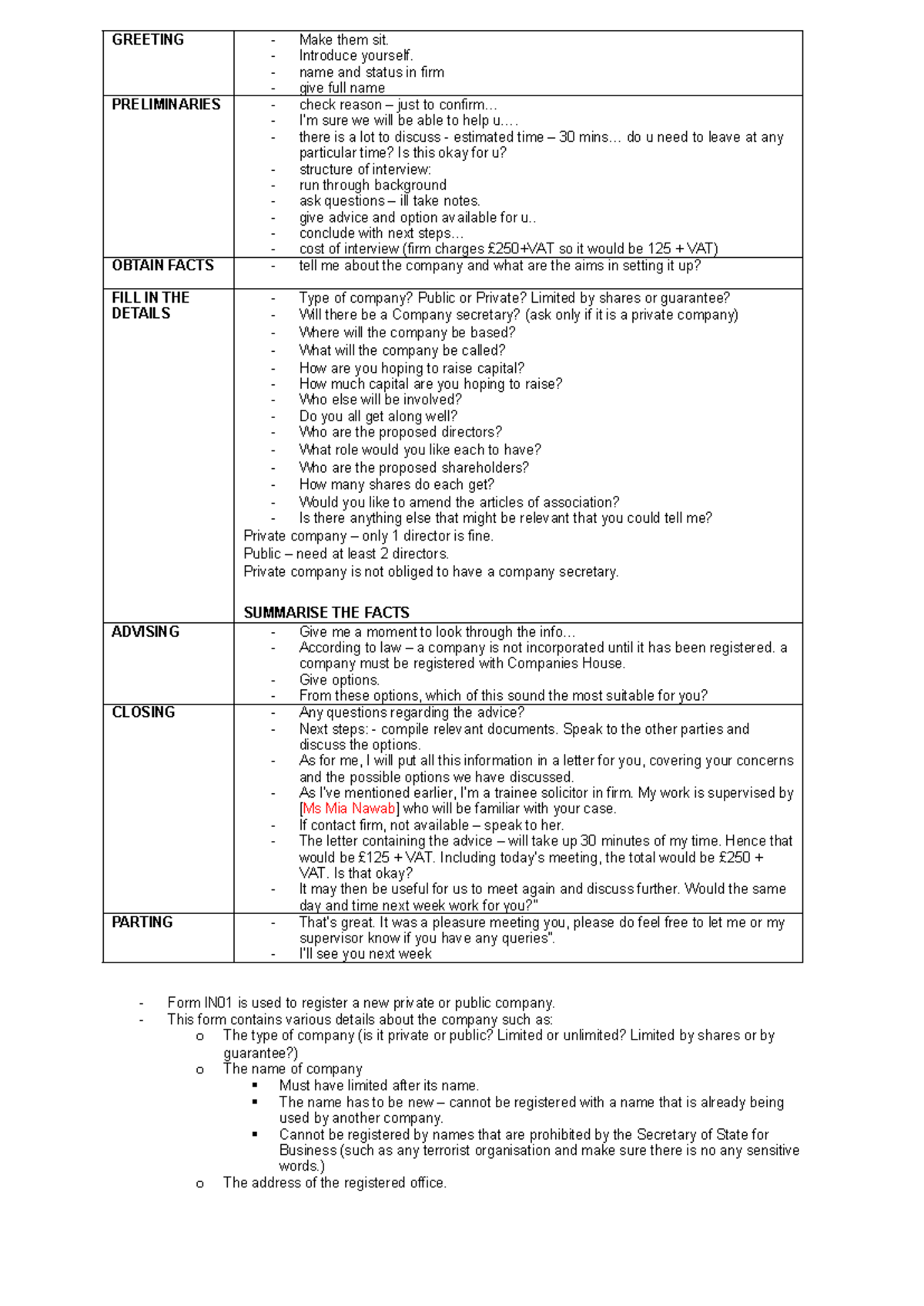 Interview Guide: Setting Up a Company Essentials - Studocu