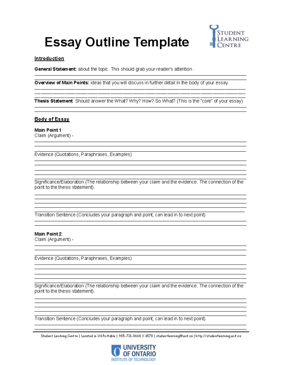 Essay Outline Template for Effective Writing - Studocu