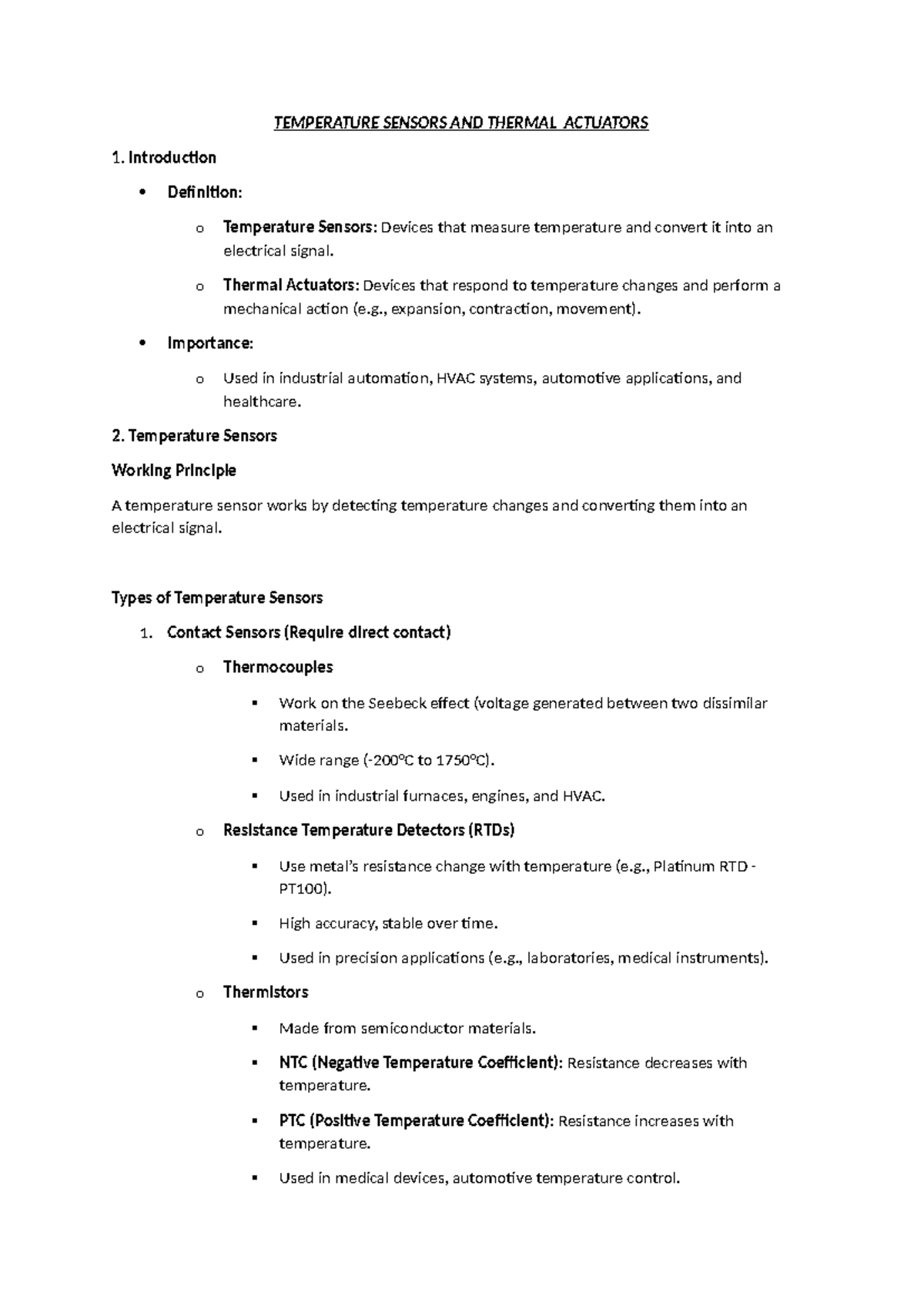 Temperature Sensors AND Thermal Actuators - TEMPERATURE SENSORS AND ...
