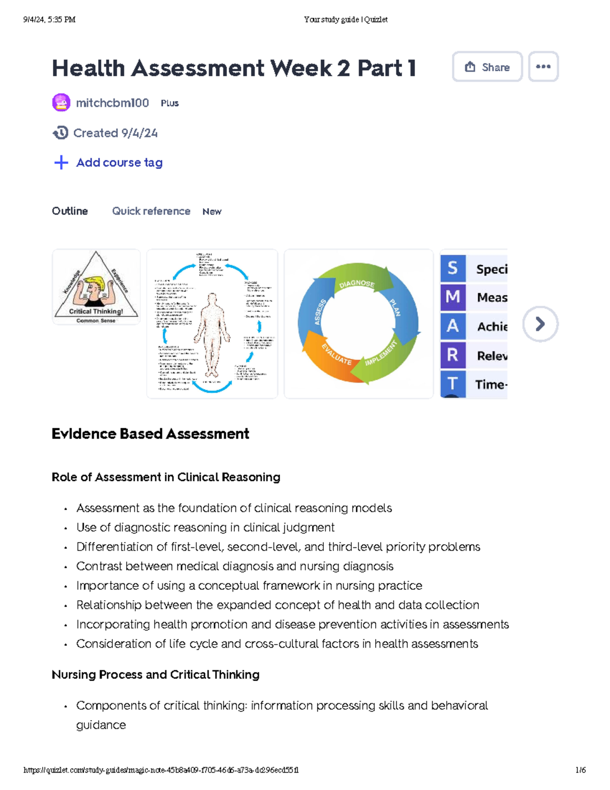 Health Assessment Quizlet Week 2 Part 1 Study Guide - Studocu