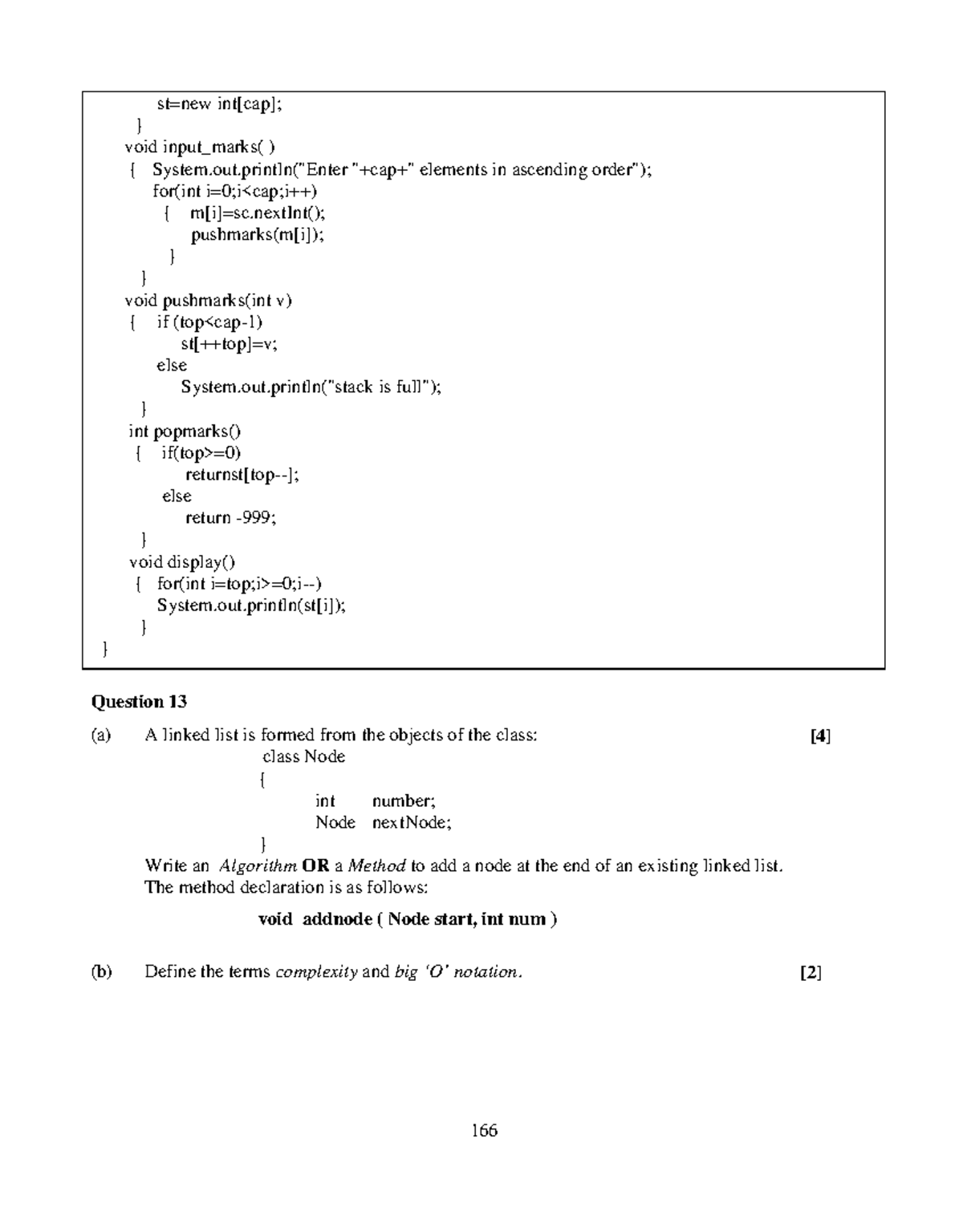 CS Notes 3 - 166 st=new int[cap]; } void input_marks( ) { System.out ...