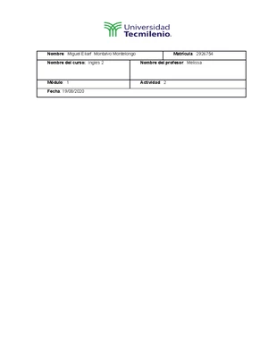 Act 6 de ingles - Apuntes 1-2-3 - Ingles basico - TecMilenio - Studocu