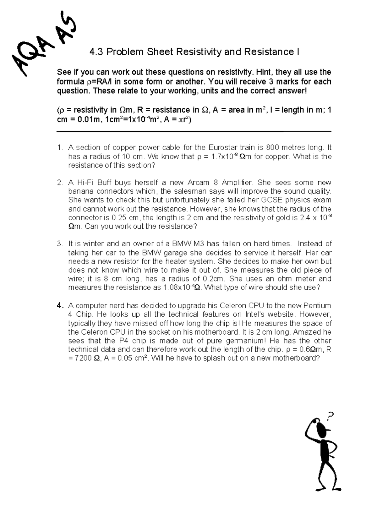 4.3 Resistance Worksheet: Exploring Resistivity and Resistance - Studocu