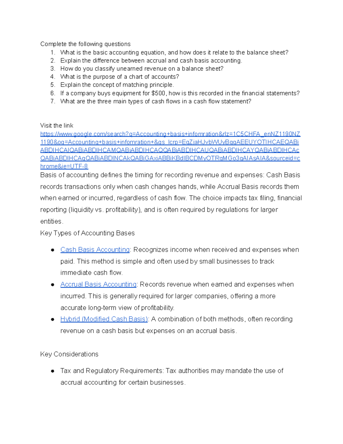 Accounting Basics: Practice Assignment on Key Concepts - Studocu