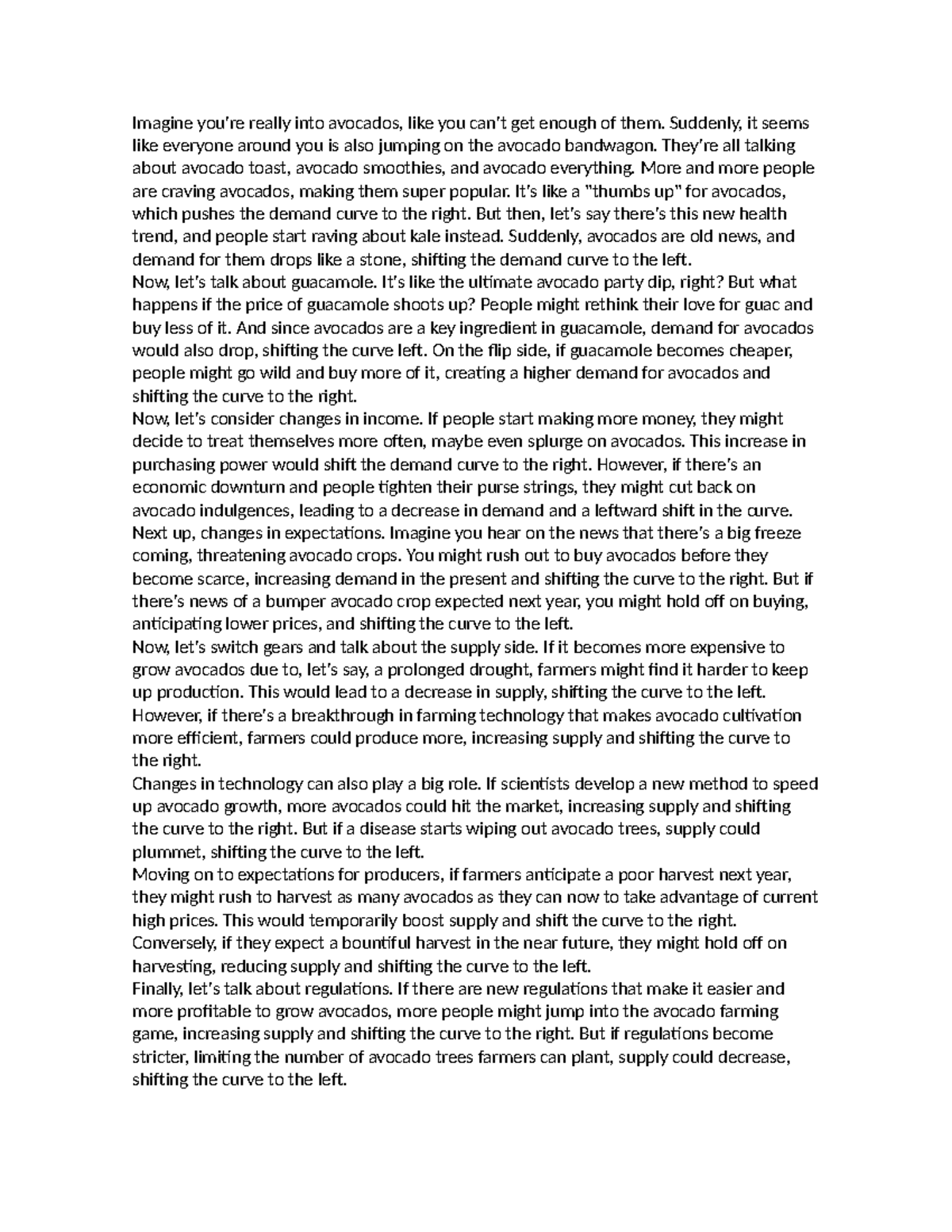 500-Word Essay on Demand & Supply Factors Affecting Avocados - Studocu