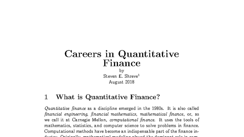 CMU Quant Career Guide: Exploring Opportunities in Quantitative Finance ...