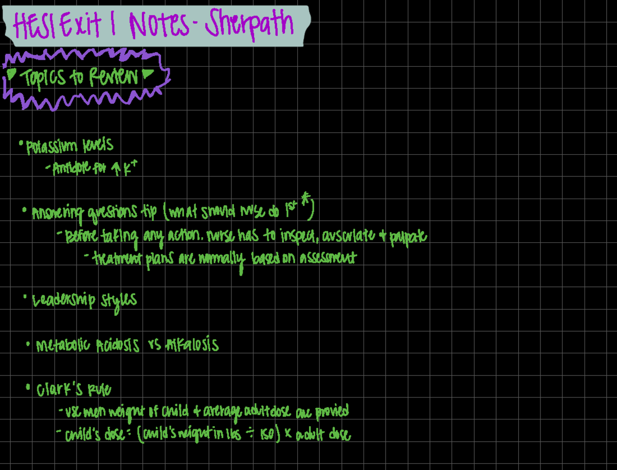 HESI Exit Notes: Key Topics for Review and Nursing Interventions - Studocu