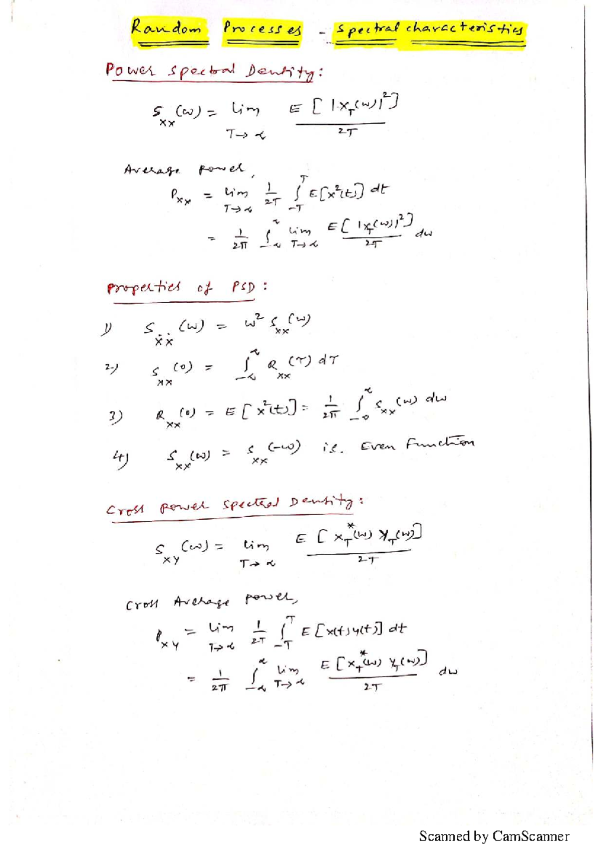 Random Processes (7) Spectral Characteristics & Power Density Formulas ...