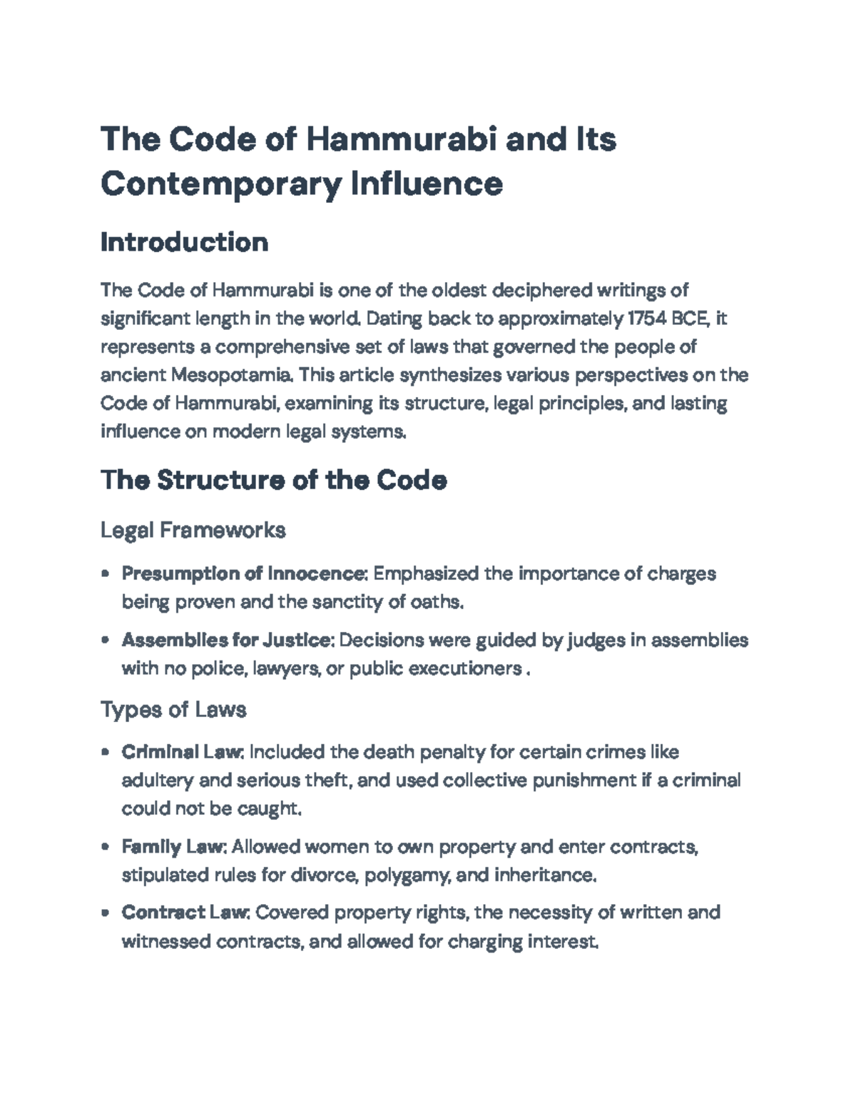 The Code of Hammurabi: Historical Context and Modern Implications - The ...