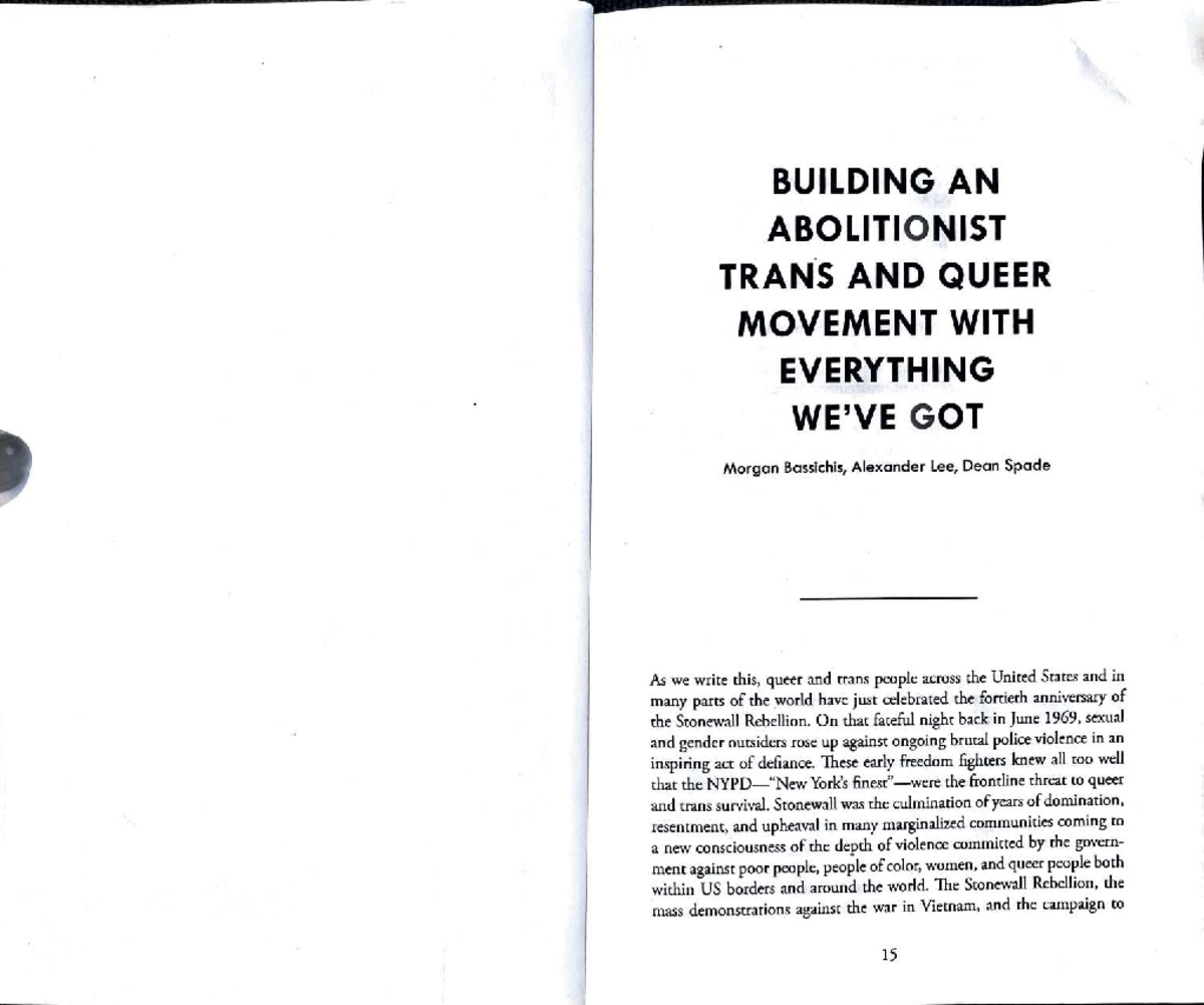 Building an Abolitionist Trans and Queer Movement - Studocu