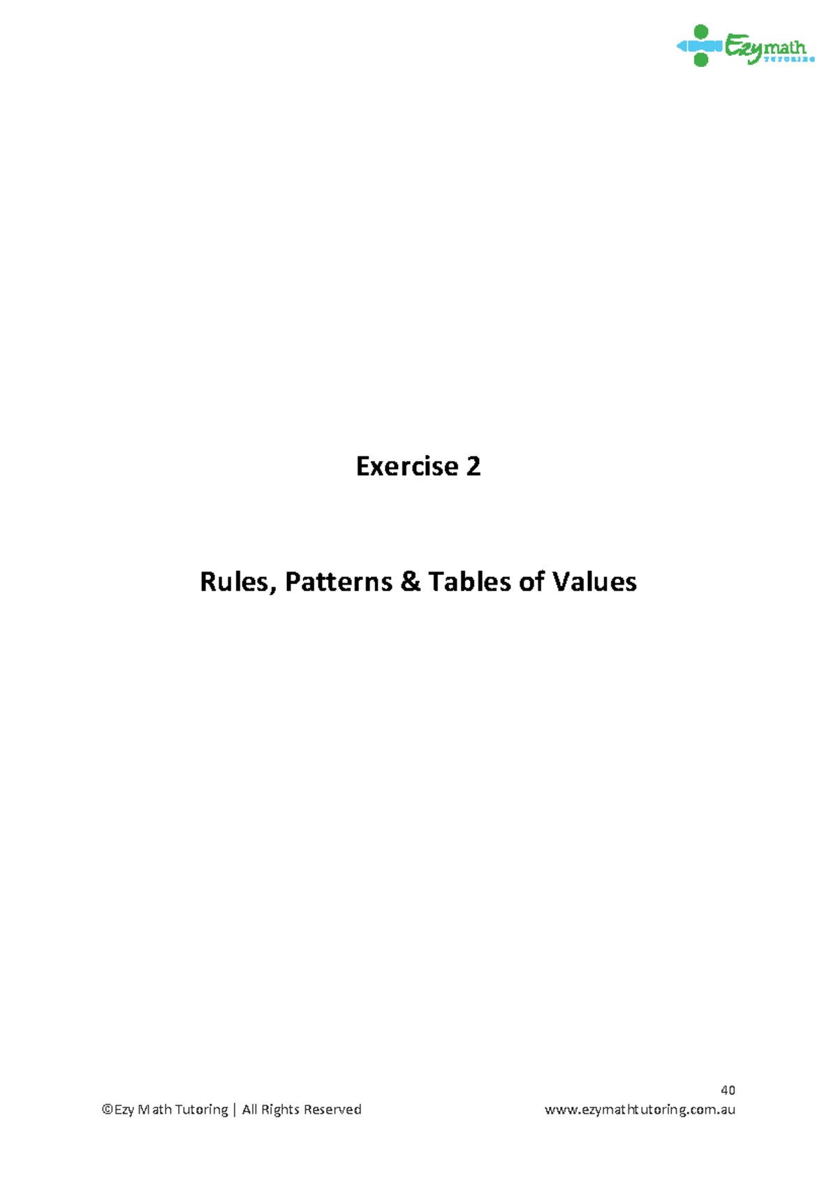 Year 8 Maths - Algebra: Exercise 2 on Rules & Patterns - Studocu