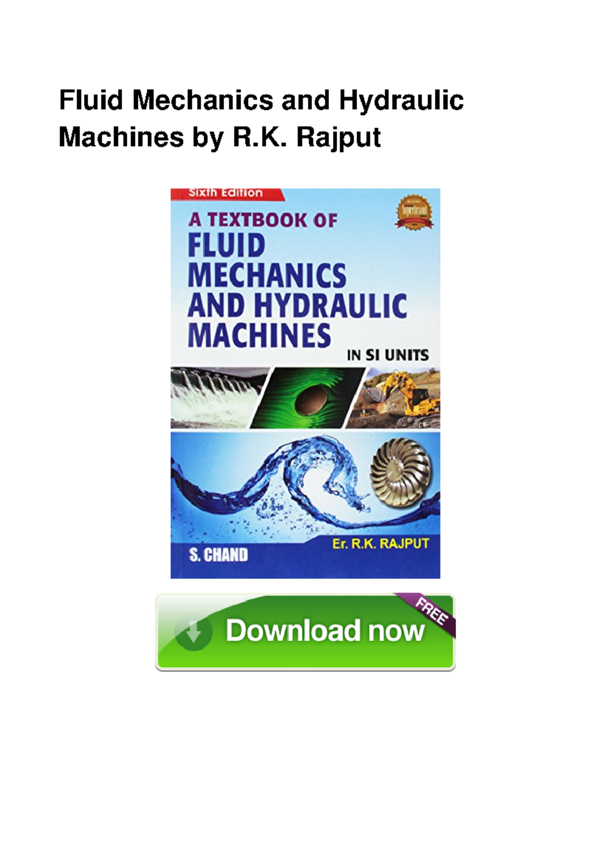 Mechanical Engineering: Fluid Mechanics & Hydraulic Machines PDF - Studocu