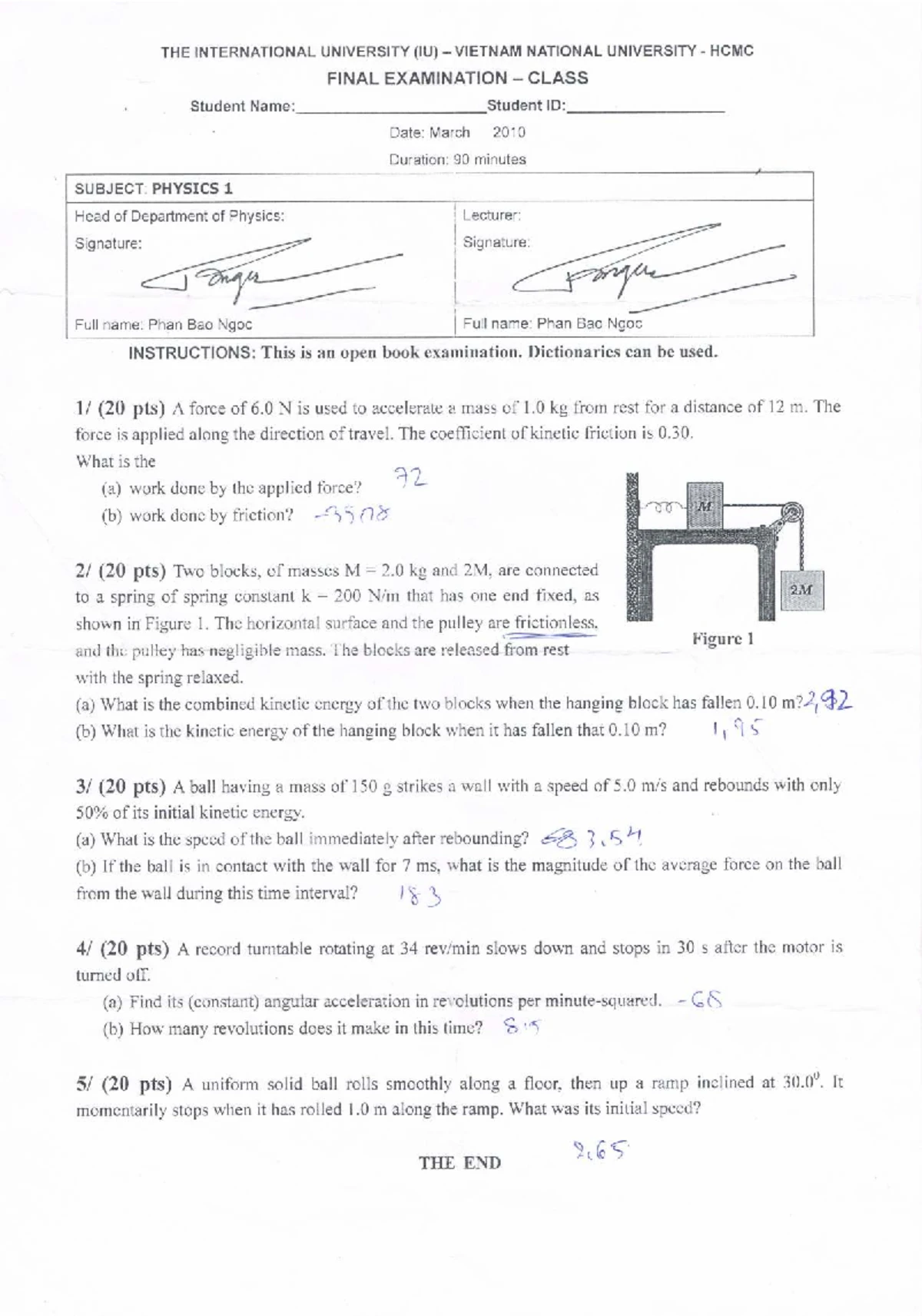 PHYSICS 1 (TU) Midterm Exam - Semester 1, 2017-2018 - Studocu