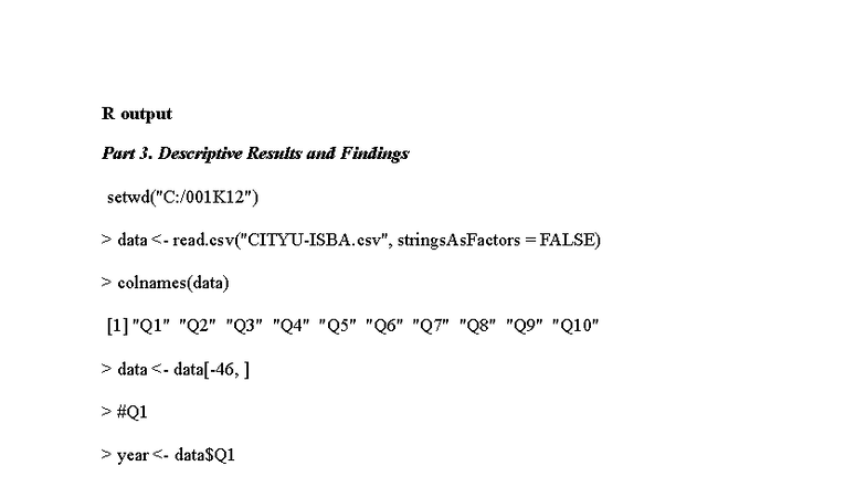 Descriptive Results and Findings from R Output Analysis - Studocu