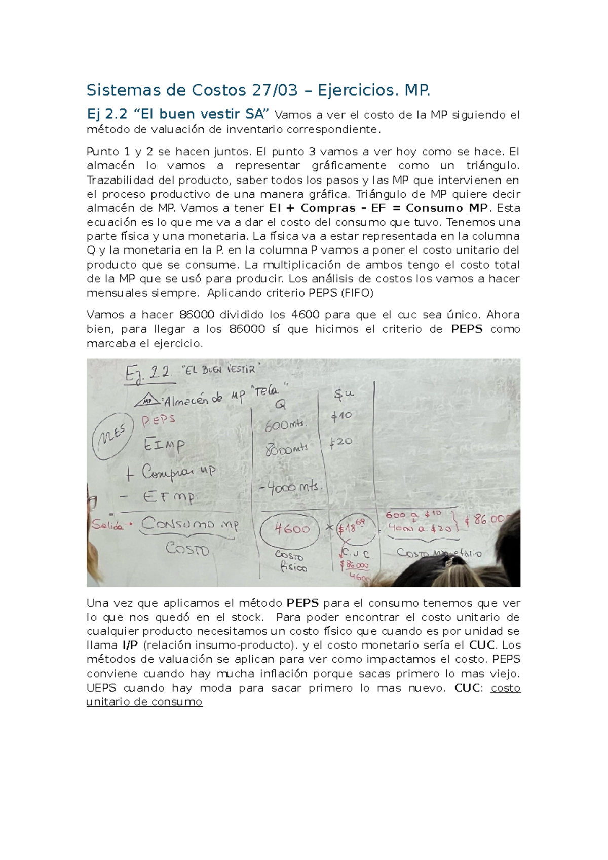 Ejercicios de Sistemas de Costos MP - 27/03: Análisis y Métodos - Studocu