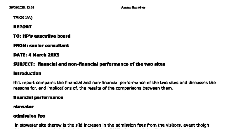 TASK 2 HP - ACCA SBL Financial & Performance Analysis Report - Studocu