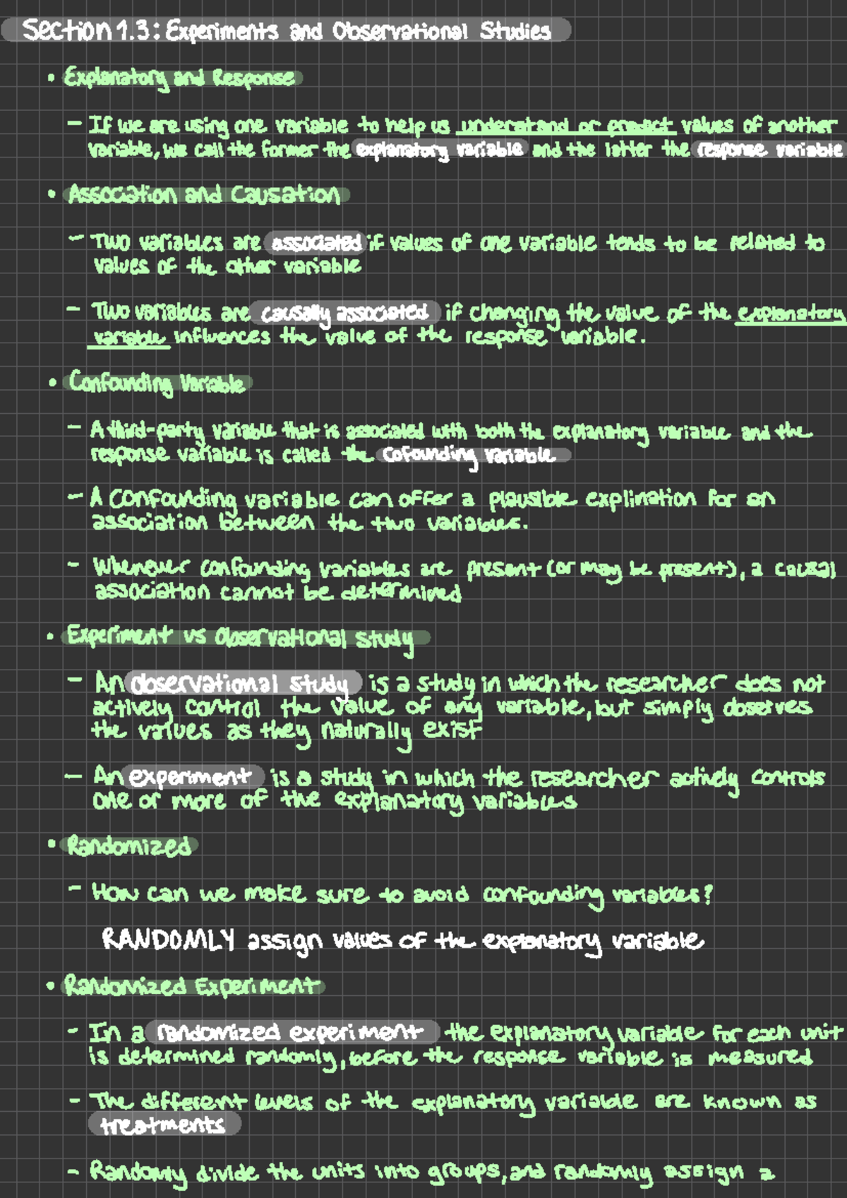 Section 1.3 Notes - section 1 : Experiments and Observational studies ⑨ ...