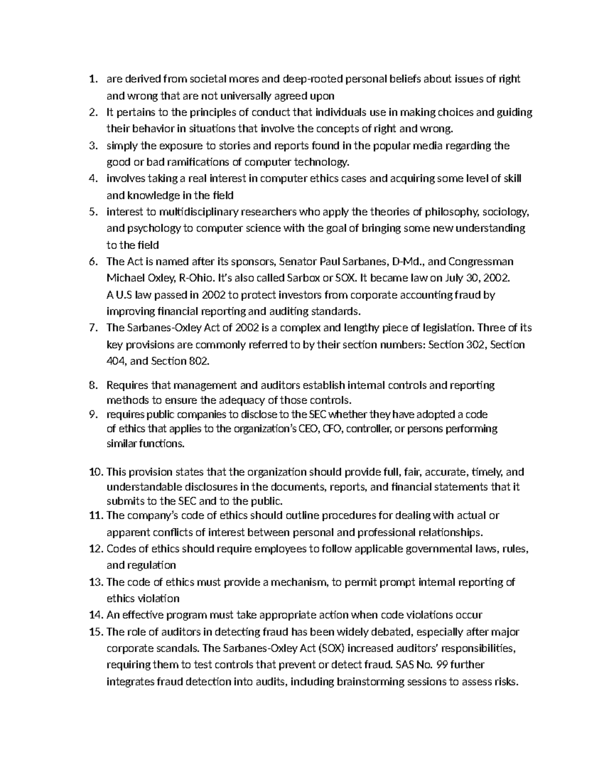 AIS QUIZ 2 - Review of Computer Ethics and Fraud Issues - Studocu