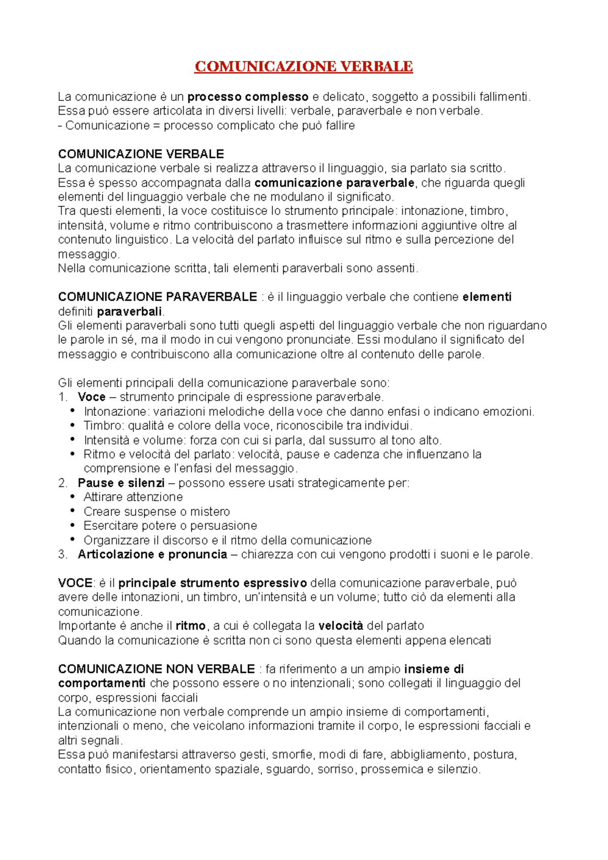 Comunicazione Verbale e Non Verbale: Analisi e Teorie - Studocu
