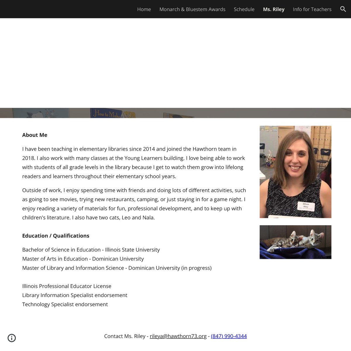 Ms. Riley - Library Media Specialist Overview & Awards Schedule - Studocu
