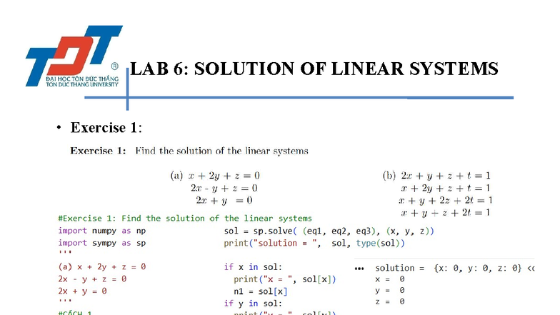 LAB 6: SOLUTION OF LINEAR SYSTEMS Exercises & Graphing Techniques - Studocu