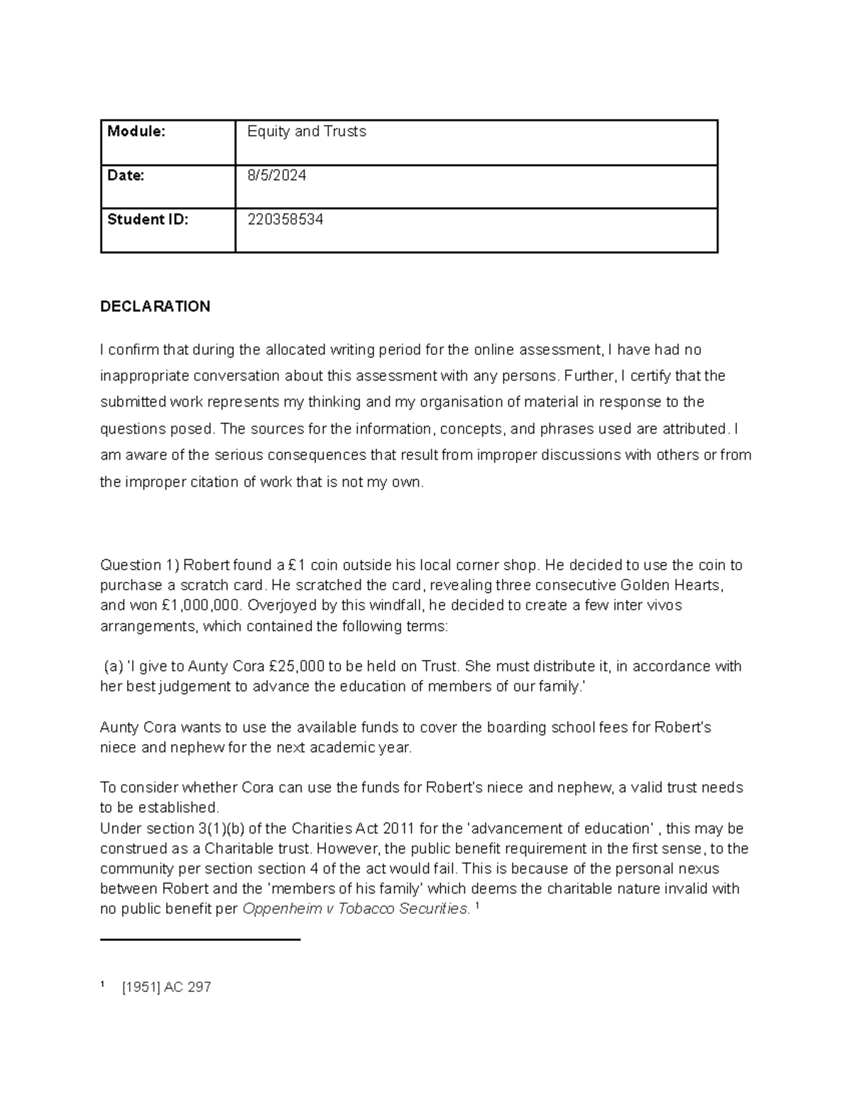 LAW5003 Equity and Trusts 2018 Final Exam Paper - Studocu