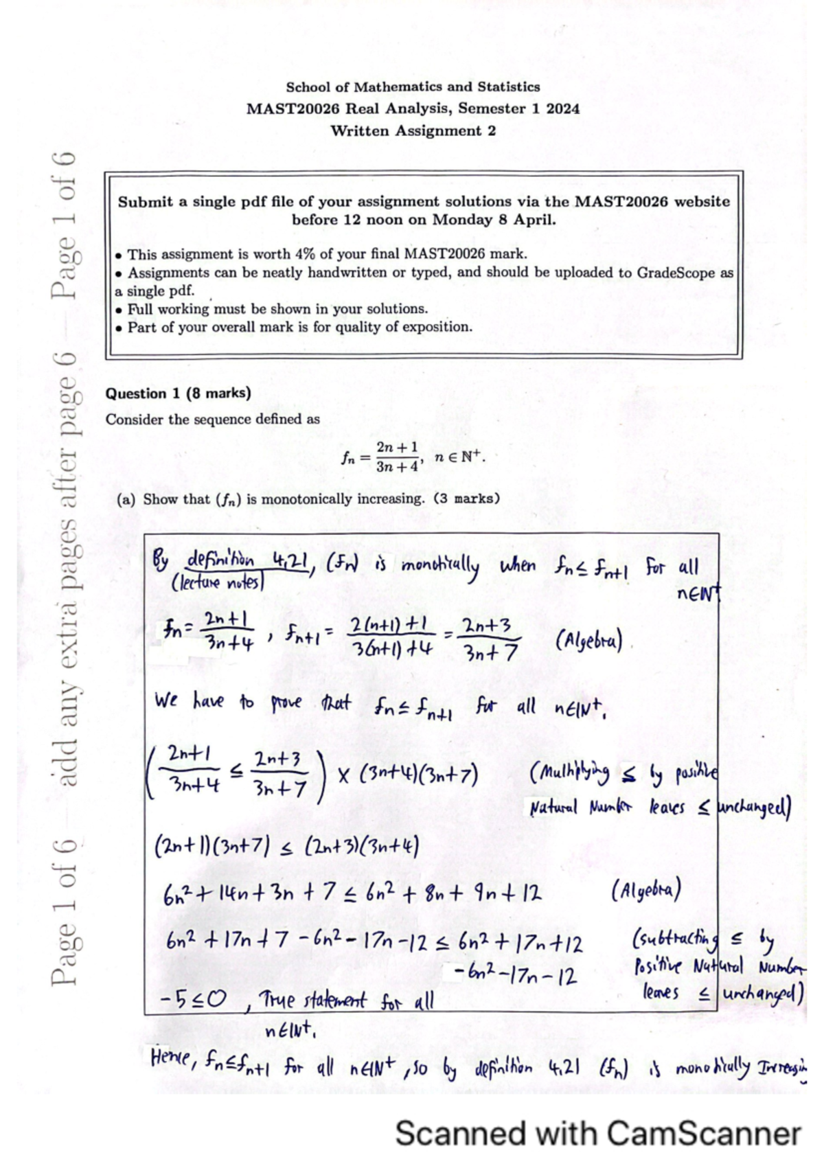 Real analysis assignment 2 - C Page 1 of 6 add any extra pages after ...