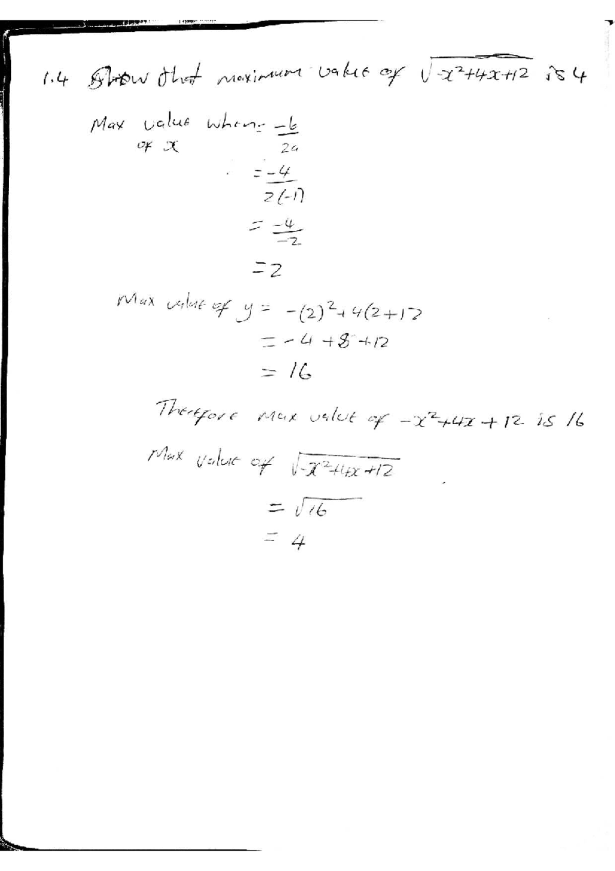 Mathematics P1 Question 1 November 2018 - AMB 111 - 1 show that maximum ...