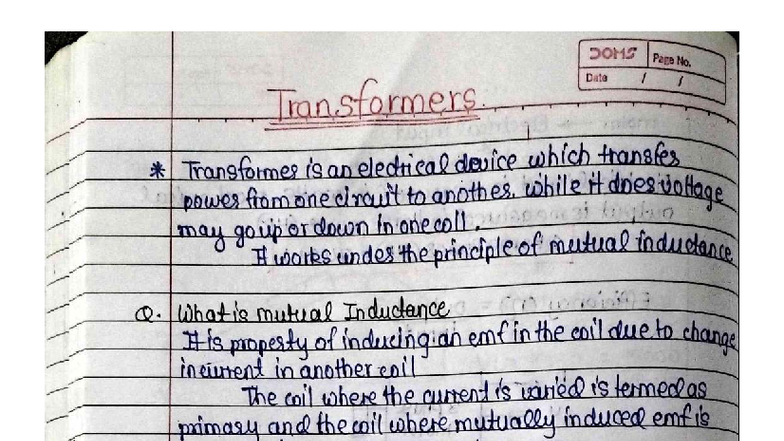 SOMS 202 - Unit 2: Comprehensive Notes on Transformers - Studocu