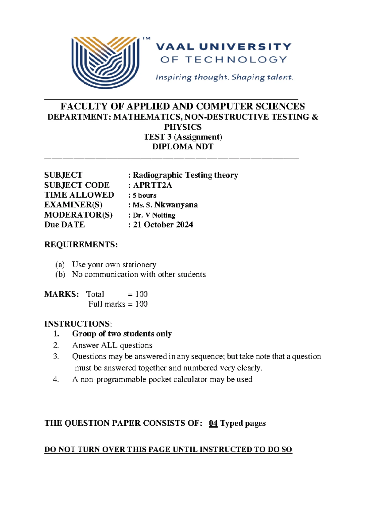 CASS 3 APRTT2A 2023 Final Exam - Radiographic Testing Practice Material ...