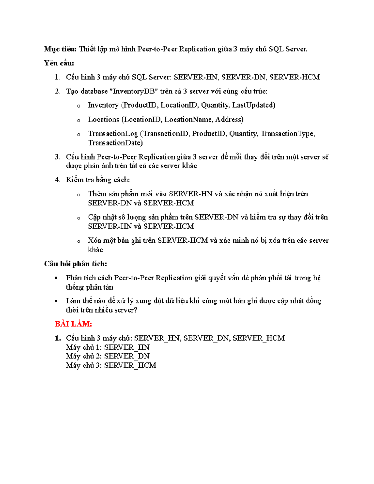 49K14.1 - Hướng dẫn Cấu hình và Quản lý Replication SQL Server - Studocu
