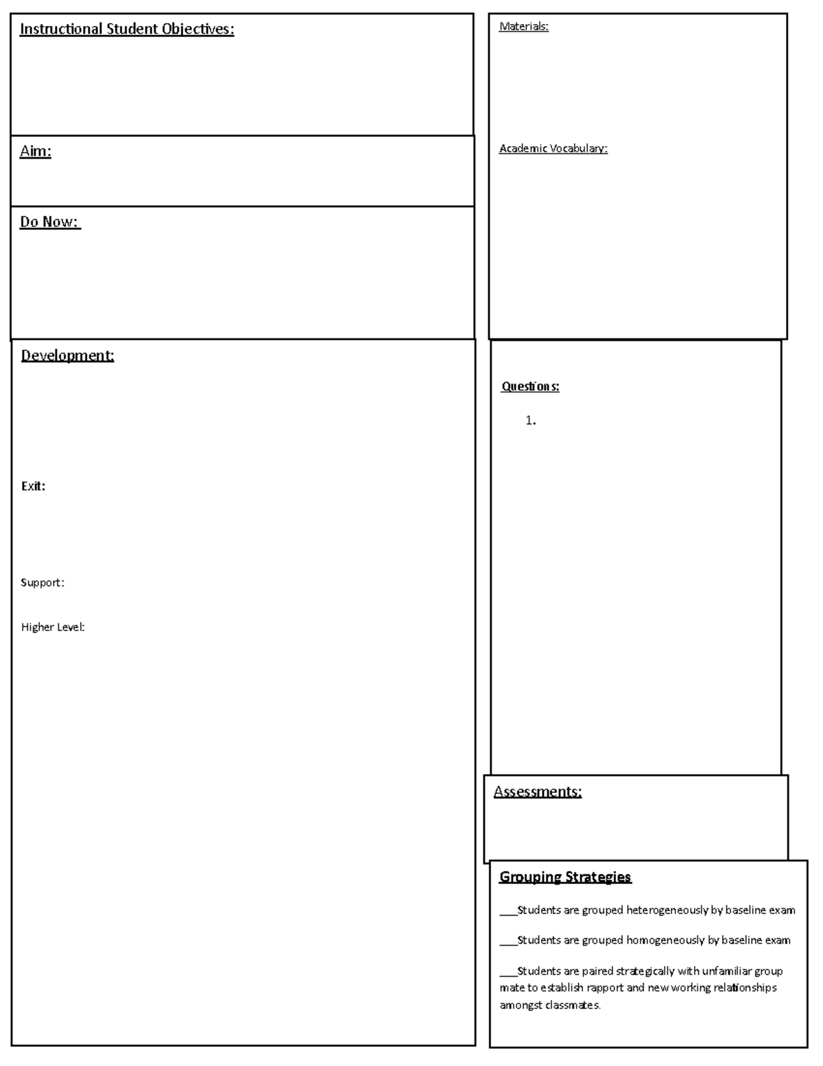 Comprehensive Lesson Plan Template for Effective Teaching Strategies ...