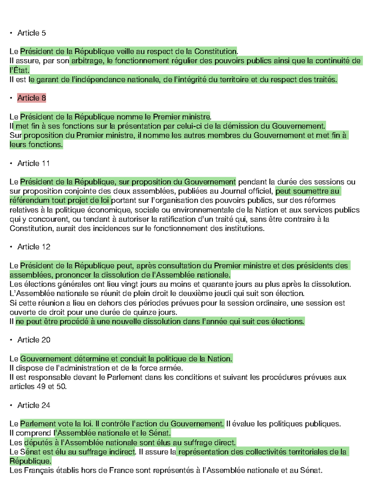 Constitution Articles: Rôle et Pouvoirs du Président de la République ...