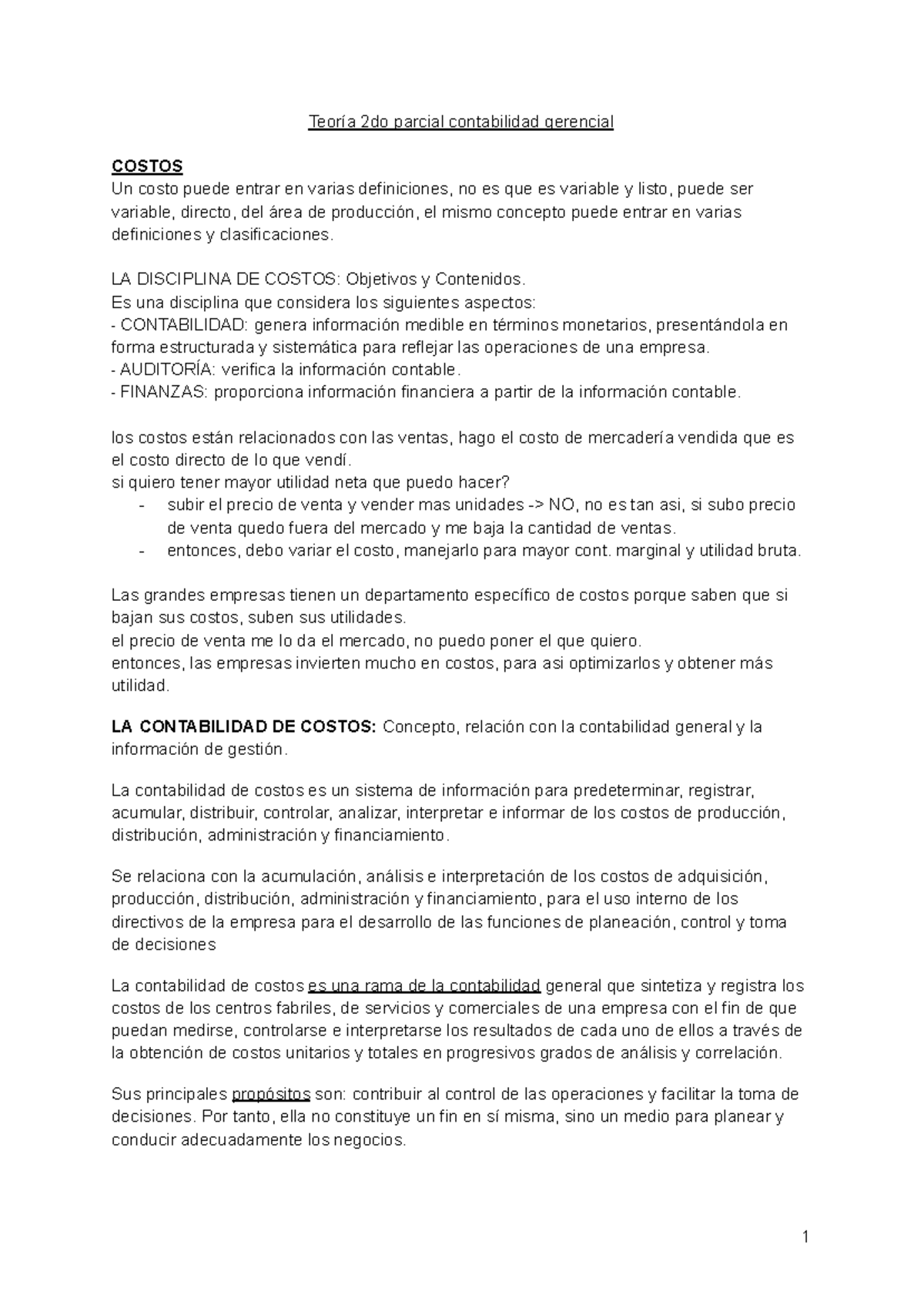 Contabilidad Gerencial: Teoría y Costos - 2do Parcial - Studocu