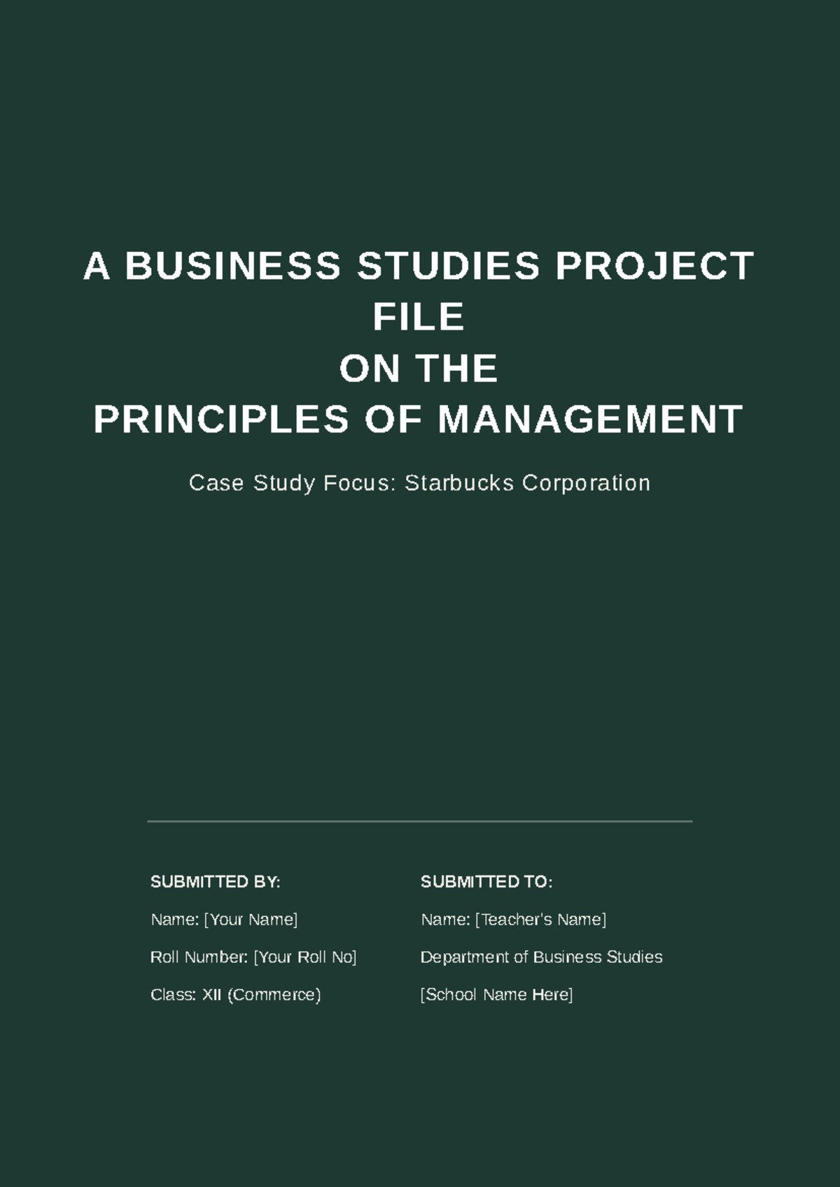 Business Studies Project: Principles of Management - Case Study on ...