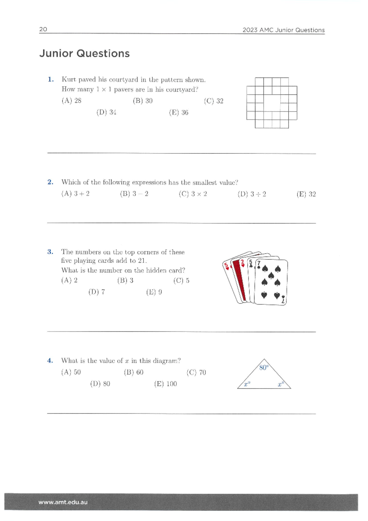 2023 AMC Y8 Math - Junior Questions and Solutions - Studocu