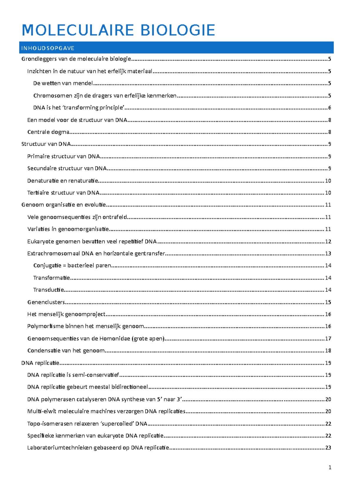 Samenvatting Moleculaire Biologie CEL IV - Document Preview