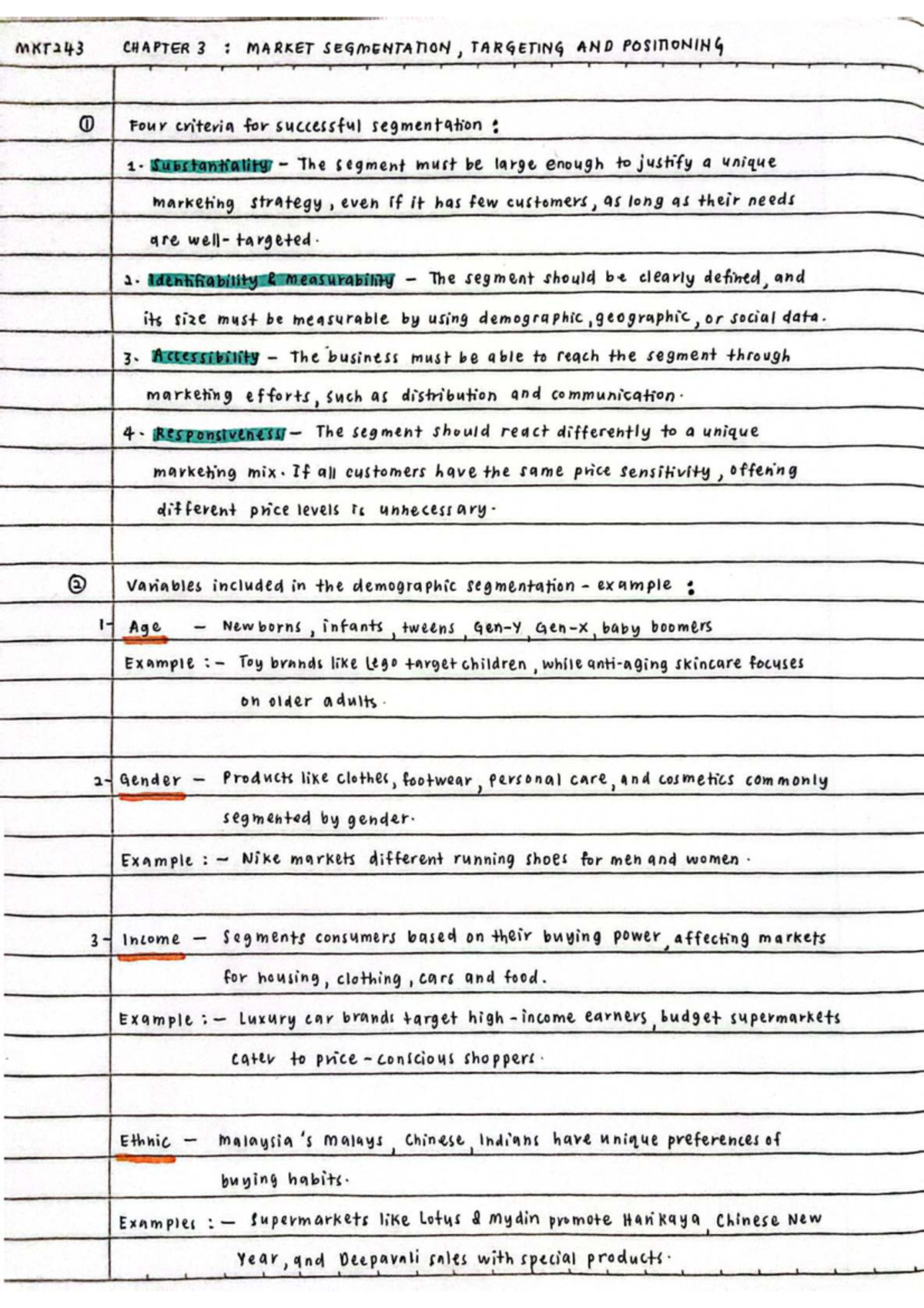 MKT243 CHAPTER 3: Market Segmentation, Targeting & Positioning Notes ...