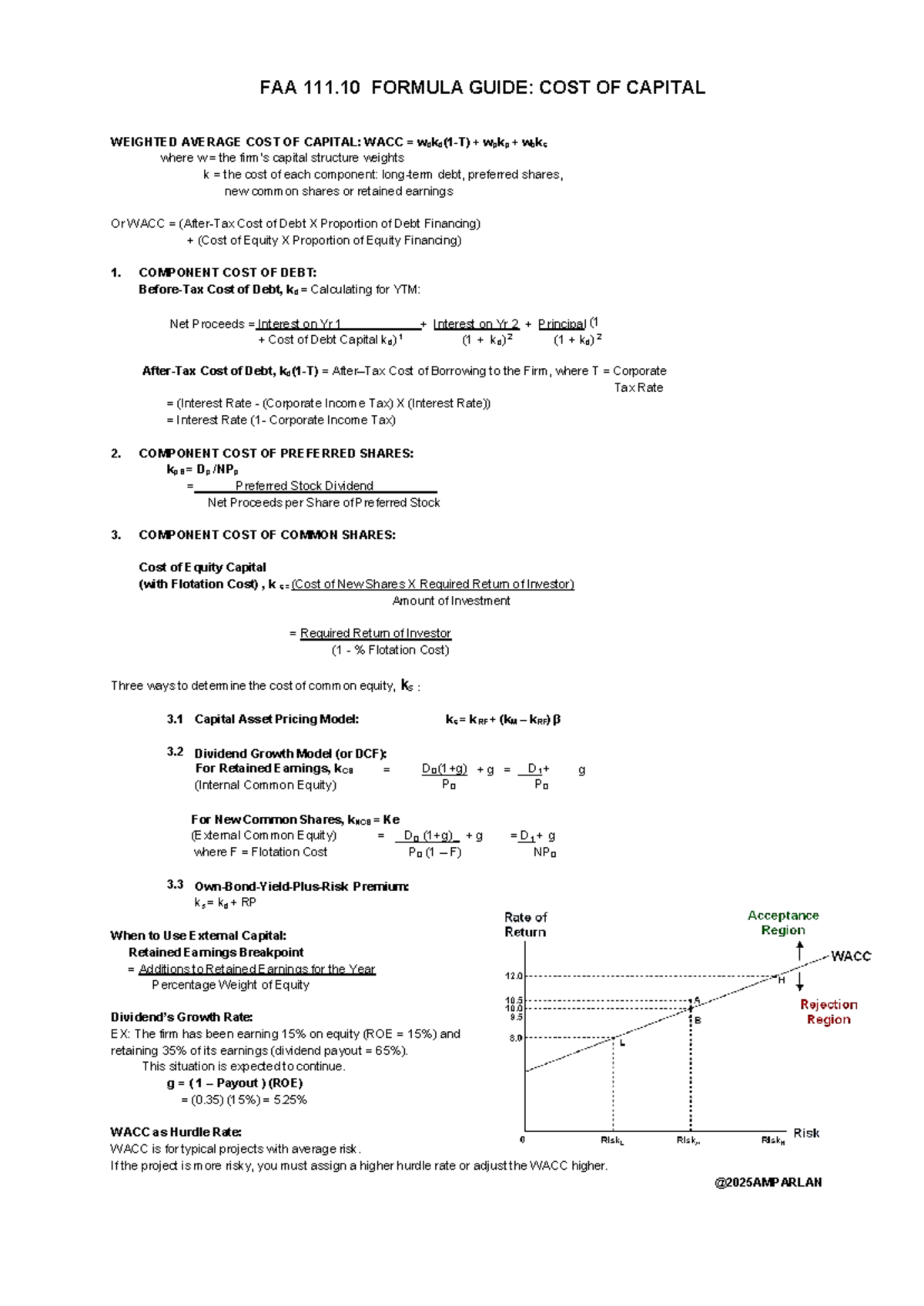 FAA 111.10 Formula Guide: Understanding WACC and Its Components - Studocu