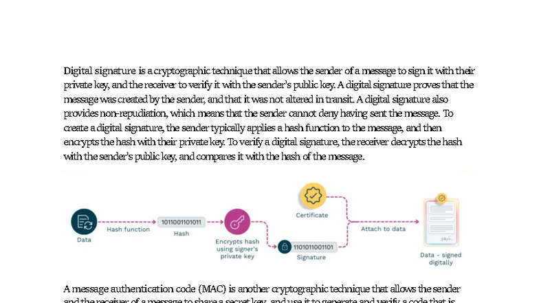 MAC & Digital Signature: Cryptographic Techniques Explained - Studocu