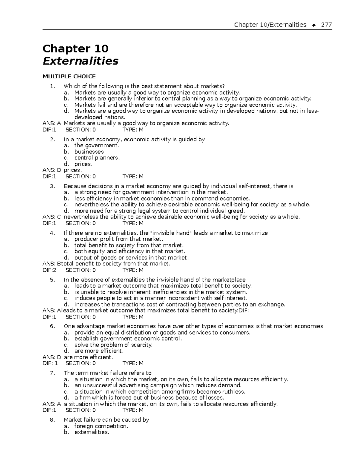 Chapter 10 - explanation - Chapter 10 Externalities MULTIPLE CHOICE ...