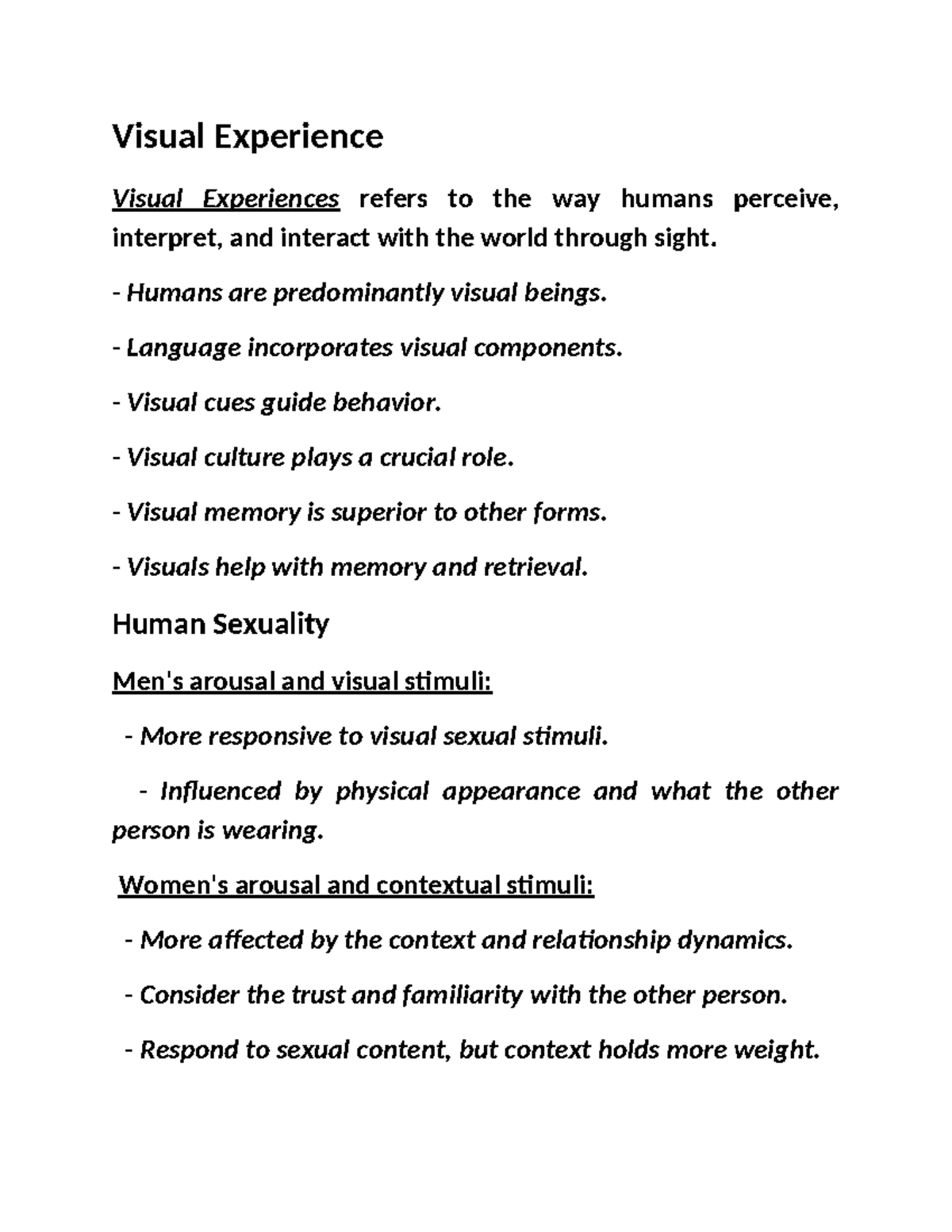 VE - Visual Experiences: Perception and Interaction in Human Sight ...
