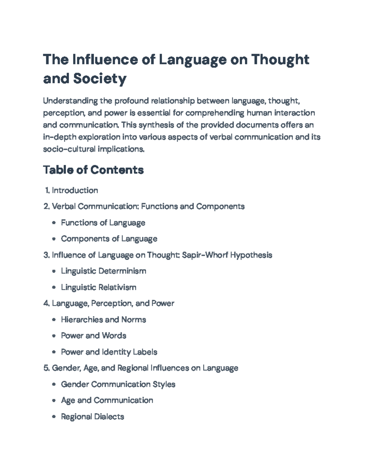 The Influence of Language on Thought and Society: A Comprehensive Study ...