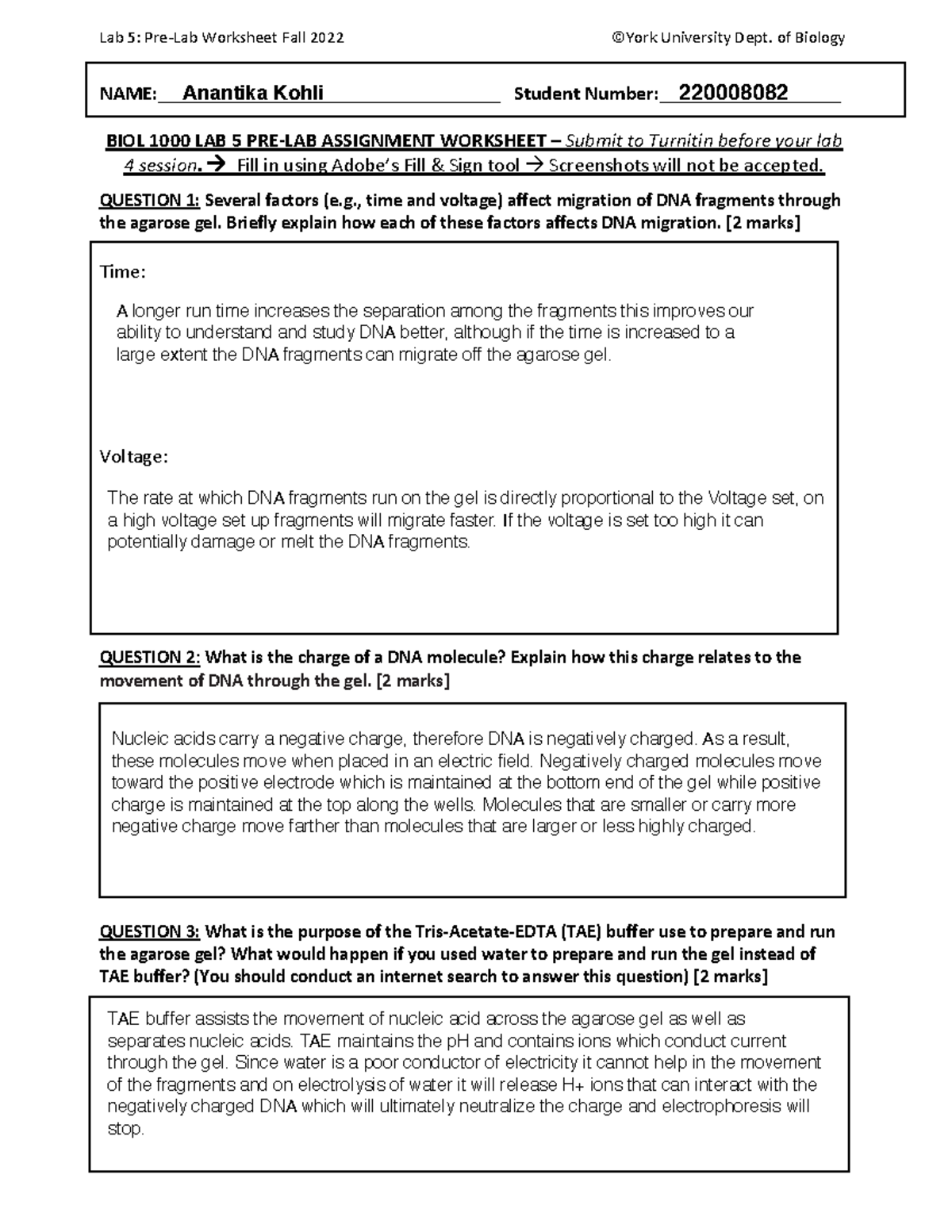 BIOL 1000 Lab 5: Pre-Lab Worksheet Fall 2022 Guide - Studocu