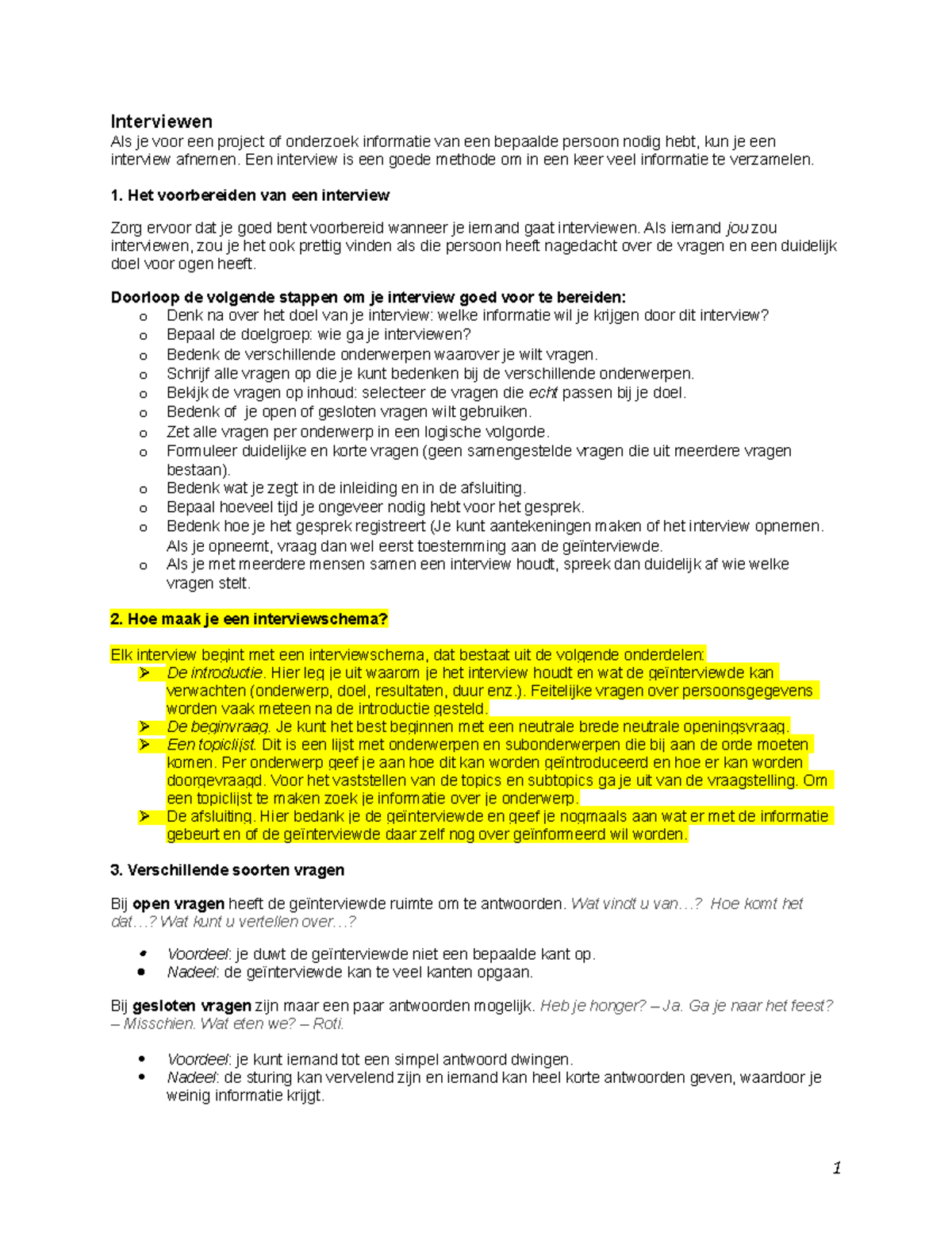 Interviewen: Samenvatting en Voorbereiding (Baarda, 2012) - Studeersnel