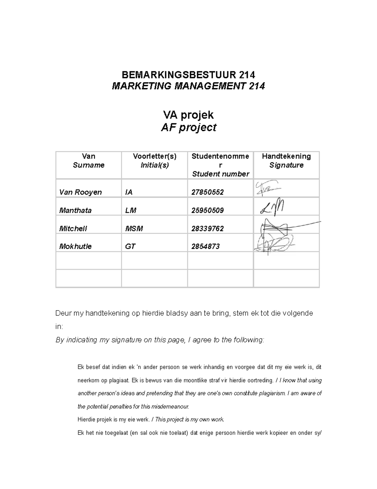 Nothing to see here - BEMARKINGSBESTUUR 214 MARKETING MANAGEMENT 214 VA ...
