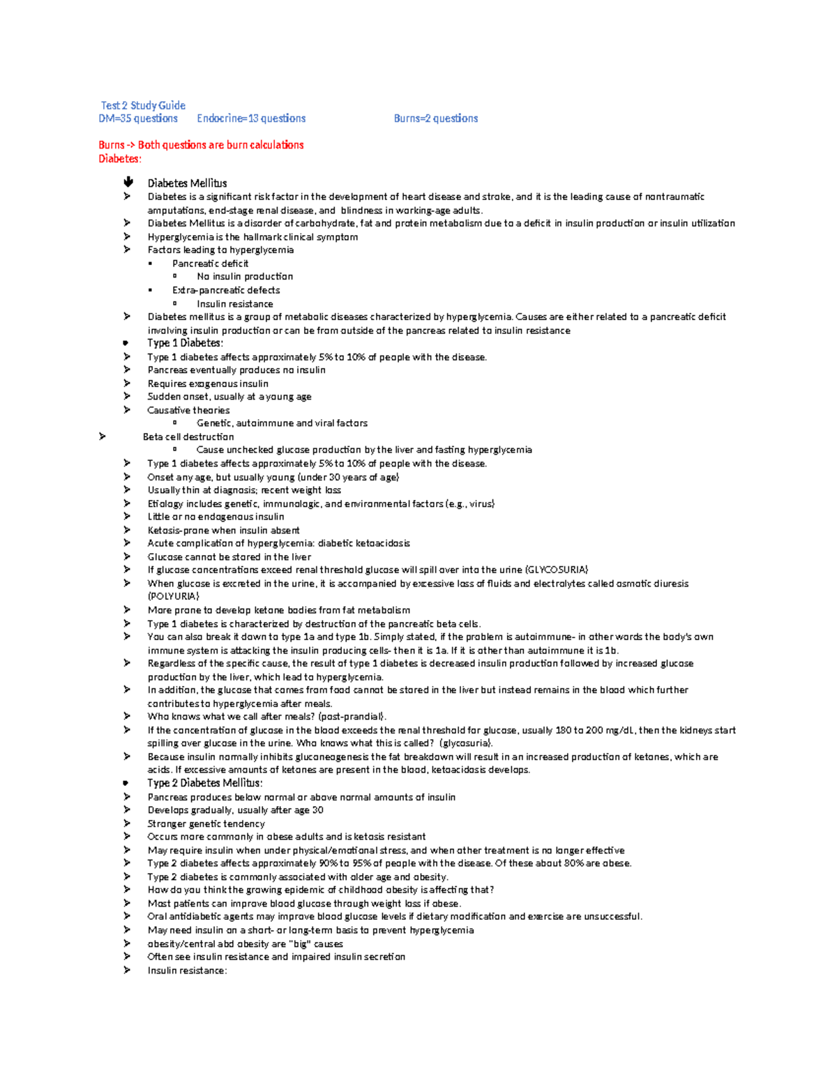 N215 Exam 2 Study Guide - Diabetes Mellitus Overview and Management ...