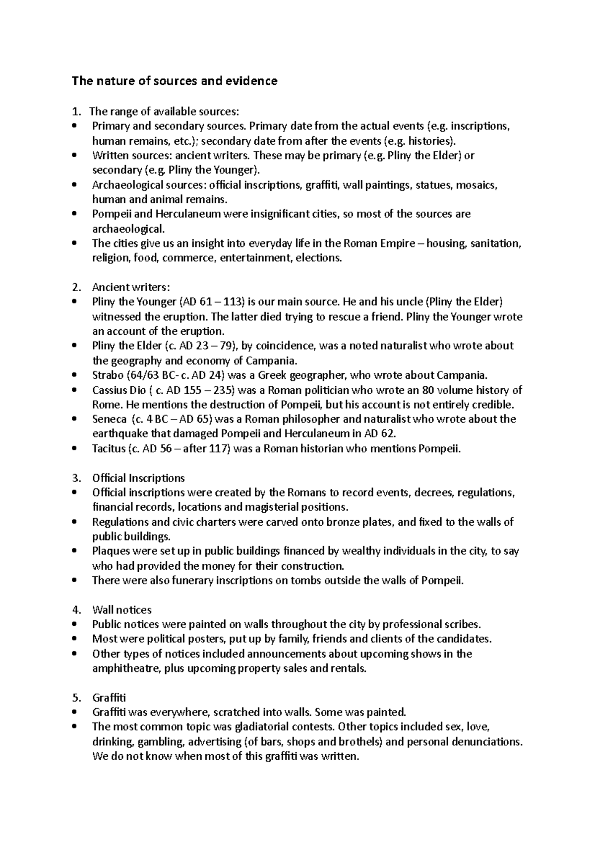 The nature of sources and evidence - summary - The nature of sources ...