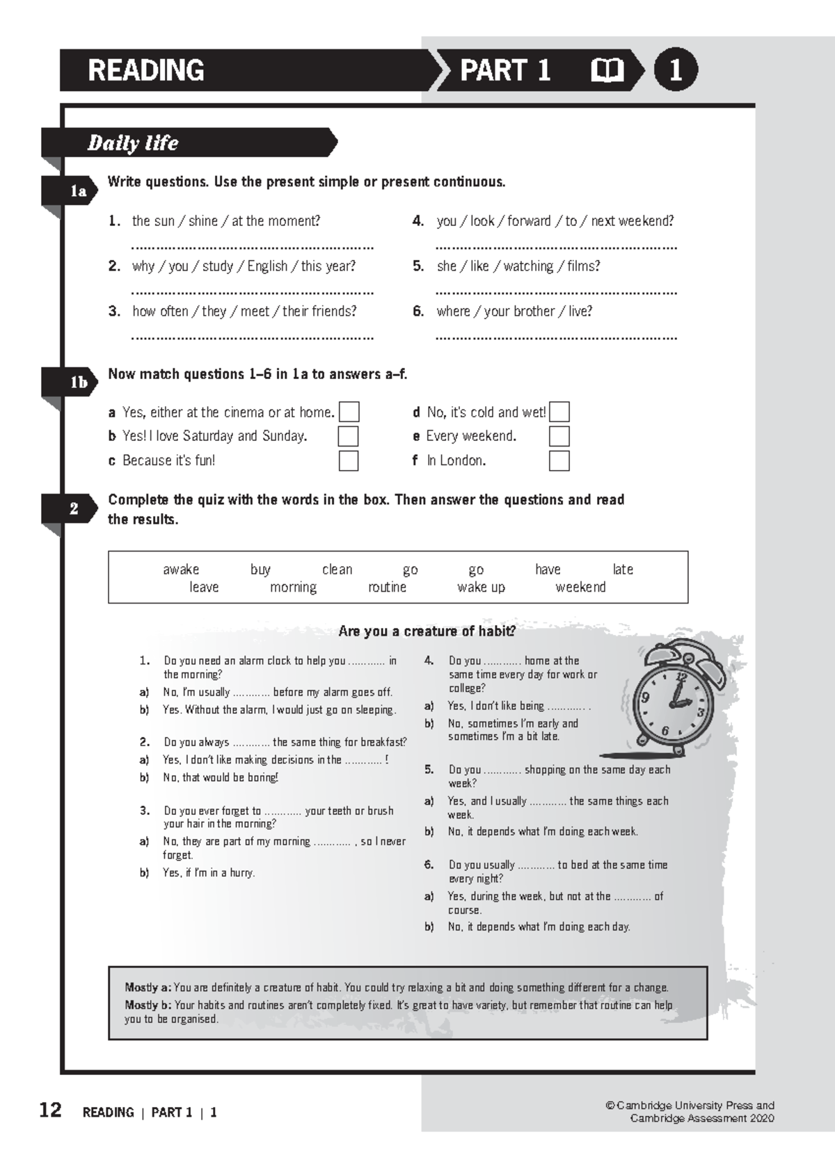 B1 Homework 1 Exam Booster: Daily Life Reading Practice - Studocu