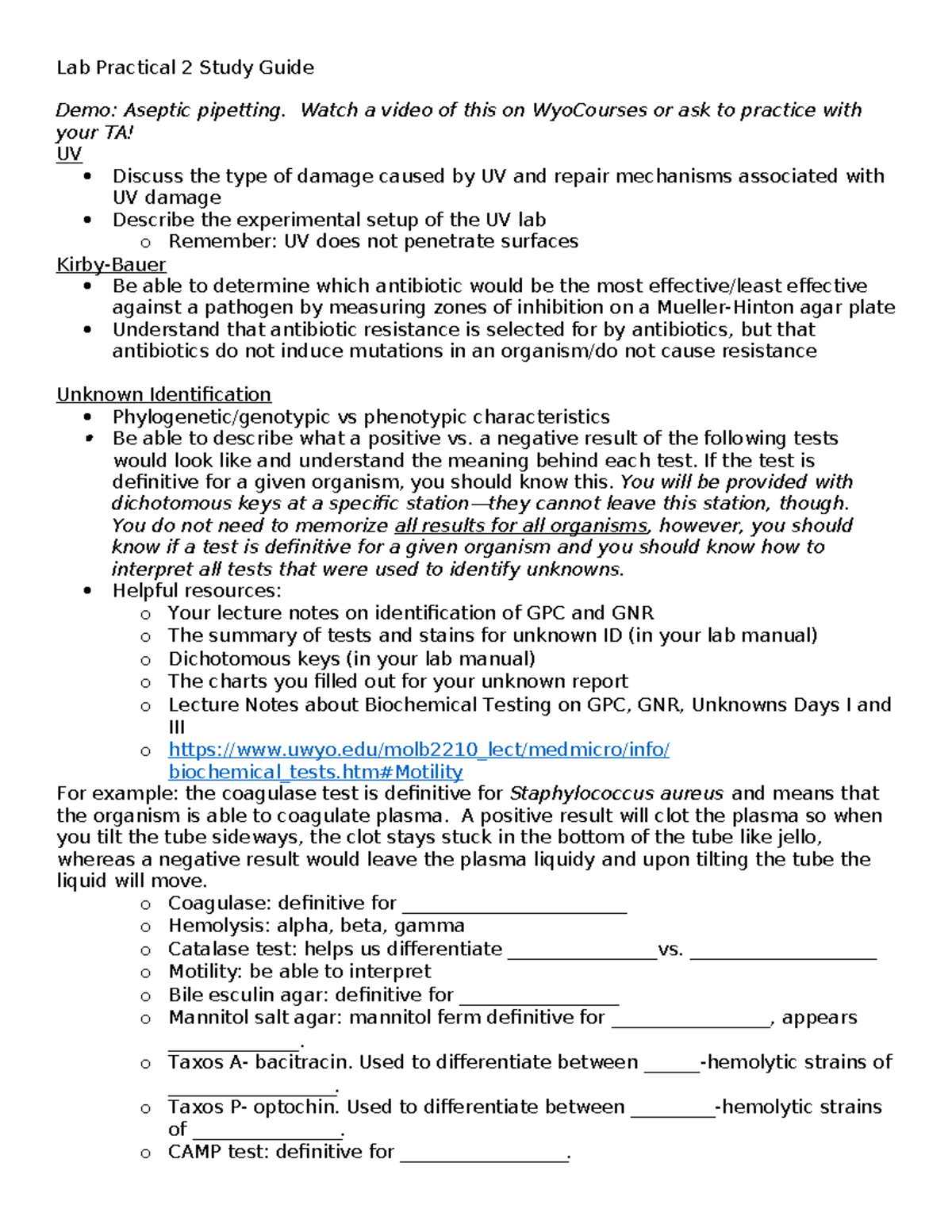 Lab Practical 2 Study Guide SVSp 25 - Lab Practical 2 Study Guide Demo ...